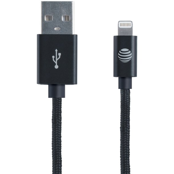 AT&T SC03B-LGT Charge & Sync Braided USB to Lightnings Cable, 4ft (Black)