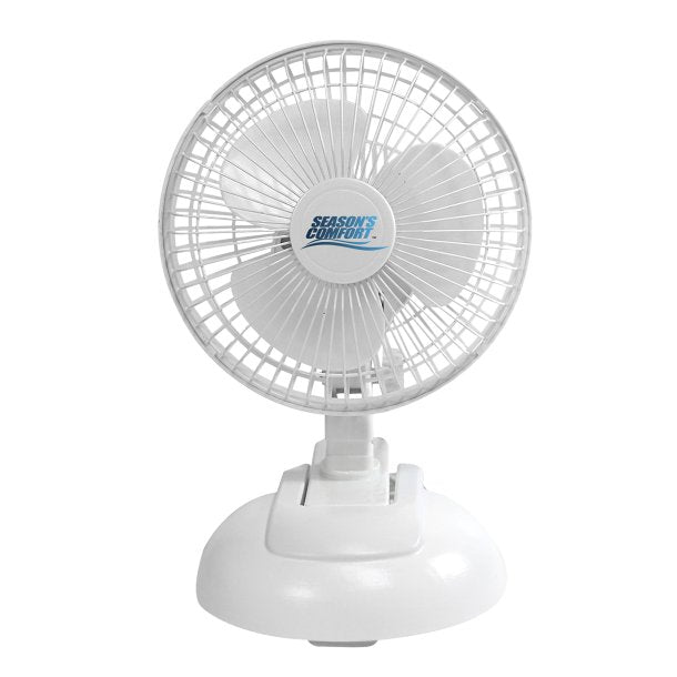 Seasons Comfort FTC6 6-In. 2-in-1 Tabletop and Clip-on Portable Fan, FTC6, White